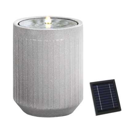 Gardeon Beige Solar Fountain with LED Lights – Durable Polyresin, 36x36x50.5cm, Energy-Efficient, Outdoor Water Feature