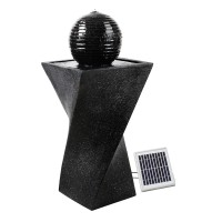 Gardeon Solar Water Feature: Twisted Fountain with LED Light Bird Bath, Durable Polyresin, Eco-Friendly, 85CM, Black