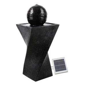 Gardeon Solar Water Feature: Twisted Fountain with LED Light Bird Bath, Durable Polyresin, Eco-Friendly, 85CM, Black