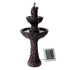 Gardeon Solar-Powered 3-Tier Bird Bath Fountain with Pump Kit, 106CM Polyresin Peacock Design, All-Weather Durable Gardeon Solar-Powered 3-Tier Bird Bath Fountain with Pump Kit, 106CM Polyresin Peacock Design, All-Weather Durable