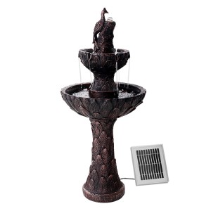 Gardeon Solar-Powered 3-Tier Bird Bath Fountain with Pump Kit, 106CM Polyresin Peacock Design, All-Weather Durable