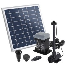 Gardeon Solar Pond Pump with Battery Kit, LED Lights, 610L/H Flow, Adjustable Height, Dual Nozzles, Indoor/Outdoor Use