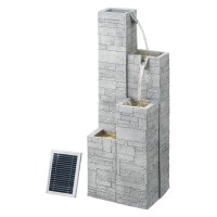Gardeon Beige 4-Tier Solar Fountain - Indoor/Outdoor, Polyresin, LED, Energy-Efficient, Easy Install, 30x26x86CM