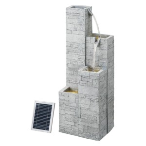 Gardeon Beige 4-Tier Solar Fountain - Indoor/Outdoor, Polyresin, LED, Energy-Efficient, Easy Install, 30x26x86CM