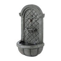 Gardeon 80CM Grey Solar Fountain Water Feature, Wall Mounted or Freestanding, Polyresin, Eco-Friendly, Easy Setup
