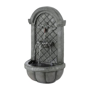 Gardeon 80CM Grey Solar Fountain Water Feature, Wall Mounted or Freestanding, Polyresin, Eco-Friendly, Easy Setup