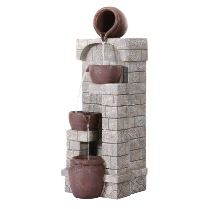Gardeon Solar Fountain 4-Tier Cascading Pot: Polyresin, 72.4CM Tall, Solar-Powered with LED, Indoor/Outdoor Use