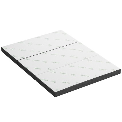 Giselle Bedding Foldable Double Mattress 3-Fold Bamboo Foam 190x137cm Breathable Air Mesh, Washable Cover