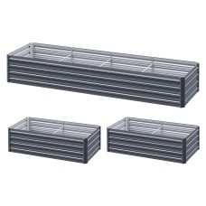 Green Fingers Raised Garden Bed 240x80x45cm Galvanised Steel Planter Box Set, Rustproof, Durable, Safe Edges, 2-Pack