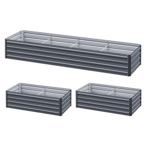 Green Fingers Raised Garden Bed 240x80x45cm Galvanised Steel Planter Box Set, Rustproof, Durable, Safe Edges, 2-Pack