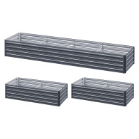 Green Fingers 320x80x45cm Galvanised Raised Garden Bed Planter Box, Durable SGCC Steel, Rustproof, Set of 2