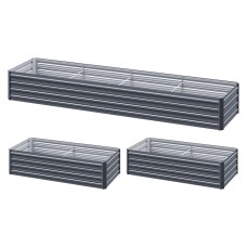 Green Fingers 320x80x45cm Galvanised Raised Garden Bed Planter Box, Durable SGCC Steel, Rustproof, Set of 2