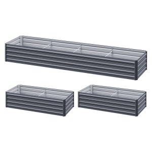 Green Fingers 320x80x45cm Galvanised Raised Garden Bed Planter Box, Durable SGCC Steel, Rustproof, Set of 2