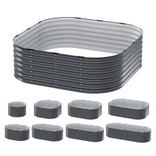 Greenfingers 9-in-1 Modular Raised Garden Bed, Galvanised Steel, 0.5mm, Corrosion-Resistant, Easy Assembly, 45cm High