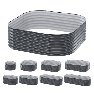 Greenfingers 9-in-1 Modular Raised Garden Bed, Galvanised Steel, 0.5mm, Corrosion-Resistant, Easy Assembly, 45cm High