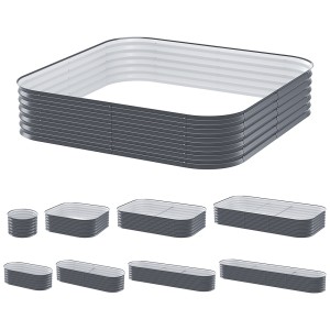 Greenfingers 9-in-1 Modular Planter Box, 40cm Height - Galvanised Steel, Rustproof, Easy Assembly, Versatile Sizes