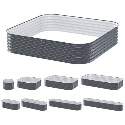 Greenfingers 9-in-1 Modular Planter Box, 40cm Height - Galvanised Steel, Rustproof, Easy Assembly, Versatile Sizes