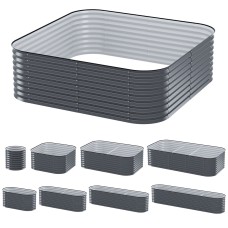 Greenfingers Modular Garden Bed 9-in-1, 56cm Height, Galvanised Steel, Rustproof, Easy Assembly, Grow Veggies & Herbs