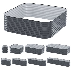 Greenfingers Modular Garden Bed 9-in-1, 56cm Height, Galvanised Steel, Rustproof, Easy Assembly, Grow Veggies & Herbs