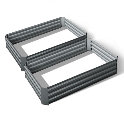 Green Fingers 2x Raised Garden Bed 120x90cm - Galvanised Steel, Anti-Rust, Safe Edges, Durable for Veggies & Herbs