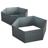 Green Fingers 2x Galvanised Steel Raised Garden Bed - 130x130x46cm, Rustproof Planter Box with Rounded Safety Edges