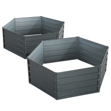 Green Fingers 2x Galvanised Steel Raised Garden Bed - 130x130x46cm, Rustproof Planter Box with Rounded Safety Edges