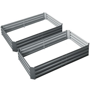 Green Fingers 2x Raised Garden Bed 150x90cm - Galvanised Steel, Rustproof, Safe Edges, Ideal for Vegetables & Herbs