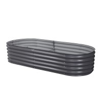 Green Fingers Oval Raised Garden Bed 160x80x42cm - Galvanised SGCC Steel, Rustproof, Durable, Easy Assembly, Safe Edges