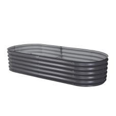 Green Fingers Oval Raised Garden Bed 160x80x42cm - Galvanised SGCC Steel, Rustproof, Durable, Easy Assembly, Safe Edges
