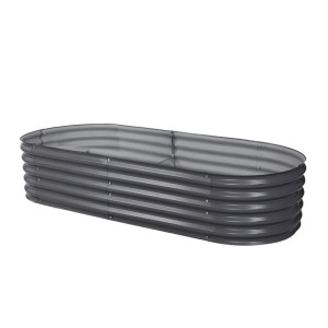 Green Fingers Oval Raised Garden Bed 160x80x42cm - Galvanised SGCC Steel, Rustproof, Durable, Easy Assembly, Safe Edges