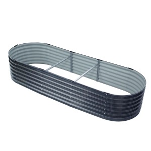 Green Fingers 240x80x42cm Oval Raised Garden Bed | Galvanised SGCC Steel | Rustproof, Durable, Easy Assembly