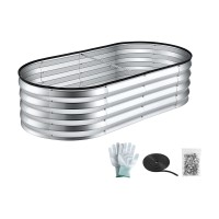 Green Fingers Raised Garden Bed Galvanised Oval Metal Planter Box Large 120x60x30cm Silver Durable Outdoor