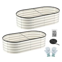 Green Fingers Raised Garden Bed 2 Pack Galvanised Planter Boxes 120x60x30cm Cream Rust Resistant 2-Pk