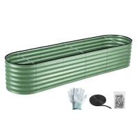 Green Fingers Oval Raised Garden Bed 240x60x45cm Galvanised Steel Rust Resistant Green Planter Box 0.5mm