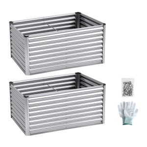 Green Fingers 2-in-1 Modular Galvanised Raised Garden Bed 240x80x60cm Rust Resistant Large Planter Box