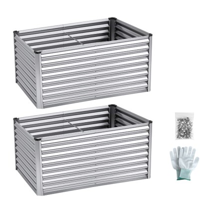 Green Fingers 2-in-1 Modular Galvanised Raised Garden Bed 240x80x60cm Rust Resistant Large Planter Box