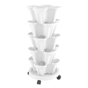 Greenfingers 5-Tier Stackable Garden Bed - 75cm Plastic Planter with Auto Drainage & Casters for Indoor/Outdoor Use