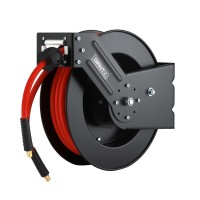 Giantz 15m Retractable Air Hose Reel 3/8 Inch Heavy Duty Steel, 300PSI Auto Rewind, Wall or Ceiling Mountable