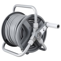 Green Fingers 20m Retractable Garden Hose Reel - Heavy Duty 1/2" Hose, Auto Rewind, Durable PP/PVC, 8 Bar Pressure