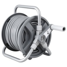 Green Fingers 20m Retractable Garden Hose Reel - Heavy Duty 1/2" Hose, Auto Rewind, Durable PP/PVC, 8 Bar Pressure