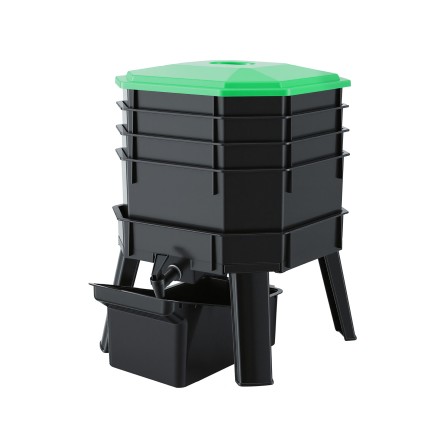 Gardeon 4-Tray Stackable Worm Farm Composter with Liquid Fertiliser Tap Durable Ventilated Kitchen Scrap Processor