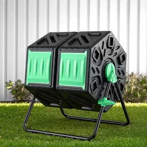Gardeon 130L Dual-Chamber Compost Bin Tumbler Rotating Composter 360° Easy Tumbling Fast Cycle 4–6 Weeks