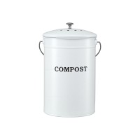 Gardeon 6L Kitchen Compost Bin White Ventilated Lid Countertop Metal Caddy Odour Control Durable Handle