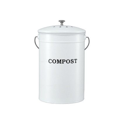 Gardeon 6L Kitchen Compost Bin White Ventilated Lid Countertop Metal Caddy Odour Control Durable Handle