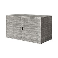 Gardeon Wicker Outdoor Storage Cabinet - UV-Resistant, 88 Gal Capacity, Steel Frame, 2-in-1 Design, 110.5x60x63