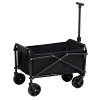 Gardeon Folding Garden Cart: Steel Frame, Oxford Cloth, 360° Wheels, Adjustable Handle, 32kg Capacity, 35x59x58cm, Black