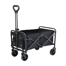 Gardeon Folding Garden Cart: Black Steel Frame, Oxford Cloth, All-Terrain Wheels, 73x49x65.5cm - Perfect for Outdoors