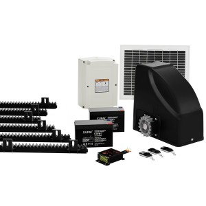LockMaster Solar-Powered Automatic Sliding Gate Opener Kit, 600KG Capacity, 6M Length, 10W Solar Panel, 3 Remotes