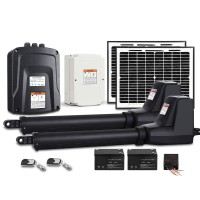 LockMaster Dual Swing Gate Opener 800KG with 20W Solar Panel, Auto-Close, Obstruction Detection, 2 Remotes, IP44