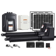 LockMaster Dual Swing Gate Opener 800KG with 20W Solar Panel, Auto-Close, Obstruction Detection, 2 Remotes, IP44